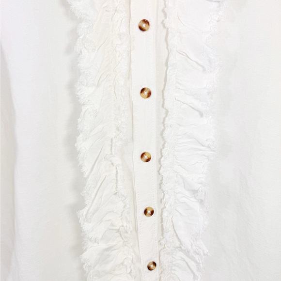 Anthropologie Pilcro White Ruffle Placket Buttondown Shirt Small - Picture 8 of 11